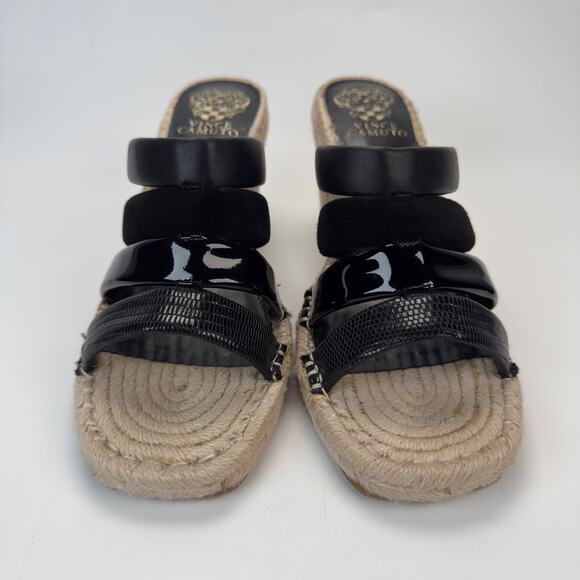 Vince Camuto Women's Wedge Heels Black Canvas Summer Size 9 - Picture 3 of 12